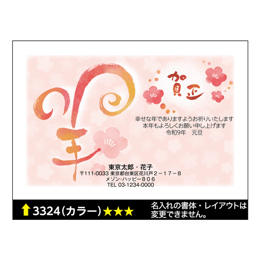 年賀状 カラー 3324